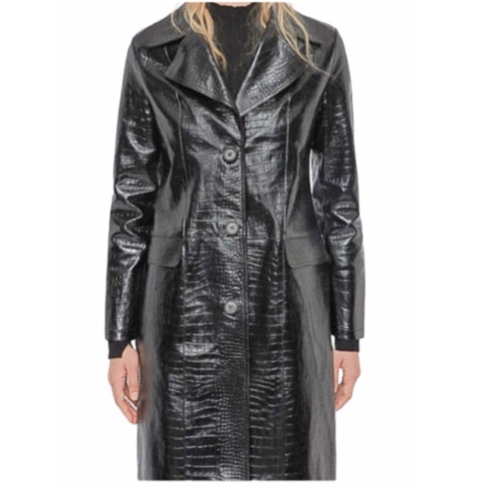 SOLD NEW AllSaints Coat Black The Ali Mac Leather Coat Size 2 - Picture 11 of 11